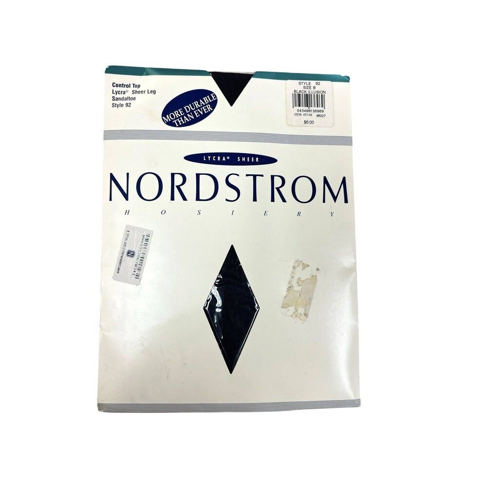 Nordstrom Vintage Sheer To Waist Lycra Hosiery Style 92 Black Illusion Sz B NEW